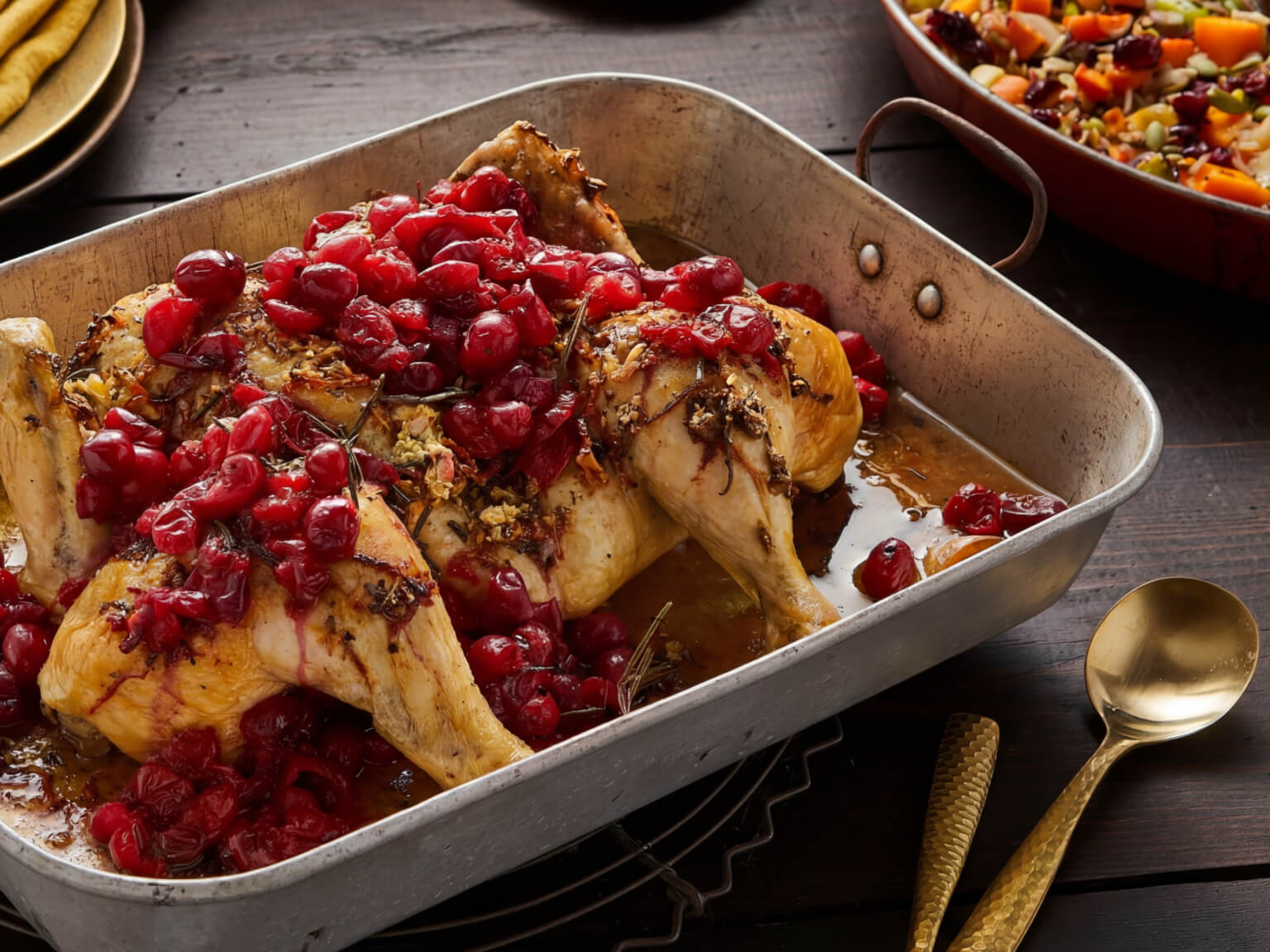 Brathähnchen mit Knoblauch, Rosmarin und Cranberries