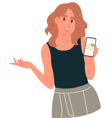 Illustrated woman with smartphone
